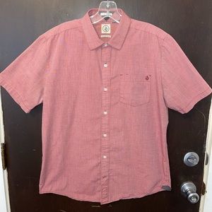 Volcom maroon button up shirt medium